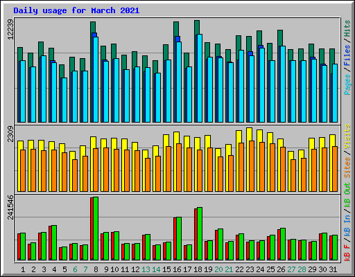 Daily usage for March 2021