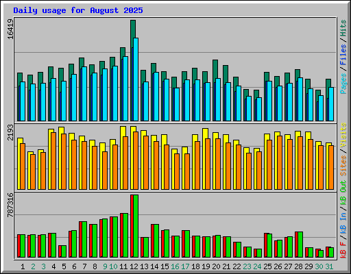 Daily usage for August 2025
